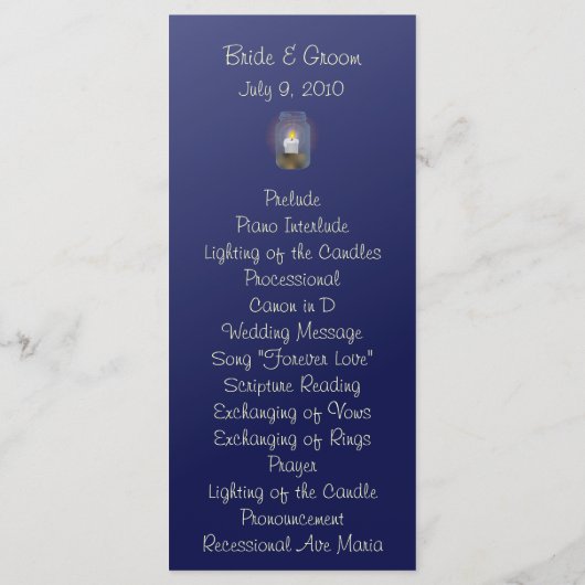 Carte du programme de mariage Candle Mason Jars (Dos)