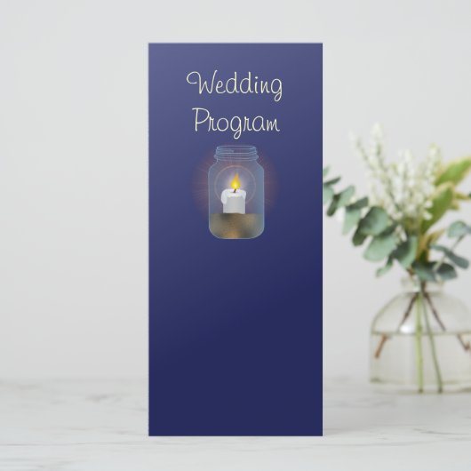 Carte du programme de mariage Candle Mason Jars (Debout devant)