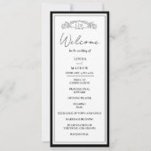 Carte du programme de mariage chic pour l'écusson  (Devant)