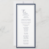 Carte du programme de mariage chic pour l'écusson  (Dos)