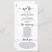 Carte du programme de mariage dans le thème de cal (Devant / Derrière)