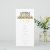 Carte du programme de mariage d'aquarelle du châte (Debout devant)