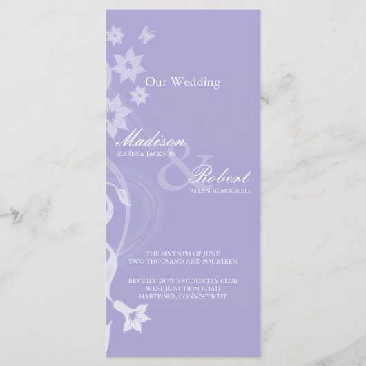 Carte du programme de mariage de la succursale de  (Devant)