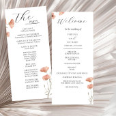 Carte du programme de mariage des fleurs orange du