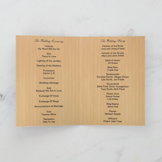 Carte du programme de mariage du papillon floral e (Intérieur)