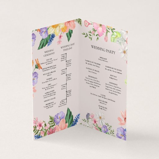 Carte du programme de mariage du printemps du fleu (Inside)