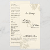 Carte du programme de mariage floral de crème d'éc (Devant / Derrière)