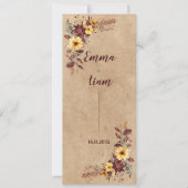 Carte du programme de mariage floral de l'automne  (Devant)