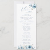 Carte du programme de mariage floral Dusty Blue Bl (Dos)