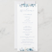 Carte du programme de mariage floral Dusty Blue Bl (Devant)