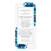 Carte du programme de mariage floral Indigo (Devant)