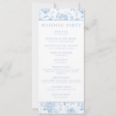 Carte du programme de mariage floral Porcelaine bl (Dos)