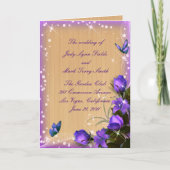 Carte du programme de mariage floral violet rustiq (Devant)