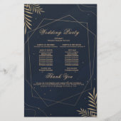 Carte du programme de mariage géométrique Gold Euc (Dos)