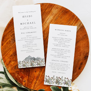 Carte du programme de mariage long Fleur sauvage H