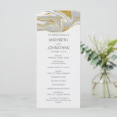 Carte du programme de mariage moderne en marbre et (Debout devant)