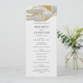 Carte du programme de mariage moderne en marbre et (Debout devant)
