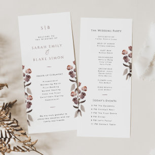 Carte du programme de mariage Moody Purple Floral