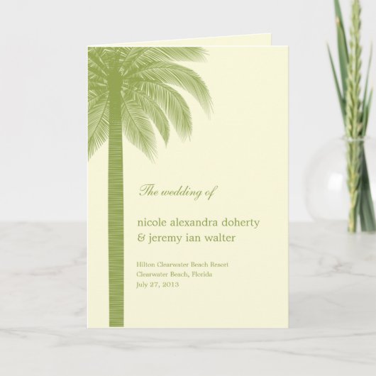 Carte du programme de mariage Palm Beach - Vert (Devant)