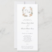 Carte du programme de mariage pour les jardins flo (Devant)