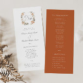 Carte du programme de mariage pour les jardins flo