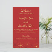 Carte du programme de mariage Red & Gold Cherry Bl (Debout devant)