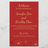 Carte du programme de mariage Red & Gold Cherry Bl (Devant)