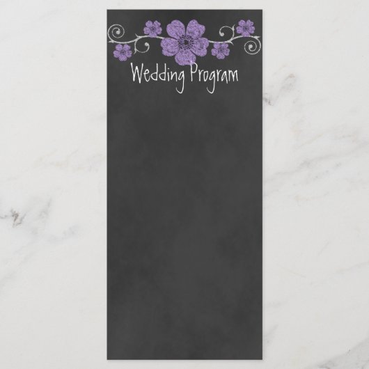 Carte du programme de mariage Rose de Chalkboard v (Devant)