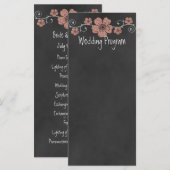 Carte du programme de mariage Rose de Chalkboard W (Devant / Derrière)