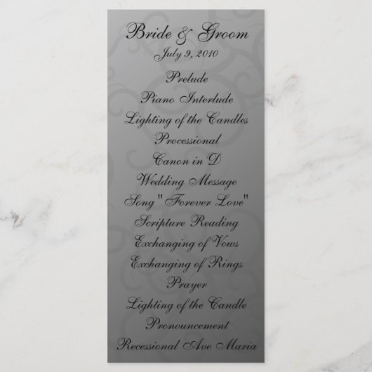 Carte du programme de mariage Rose enchantée (Dos)