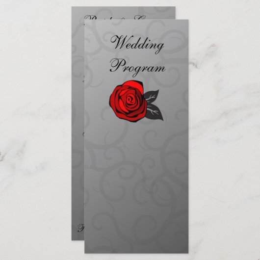 Carte du programme de mariage Rose enchantée (Devant / Derrière)