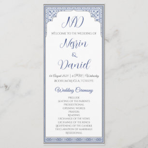 Carte du programme de mariage royal turc