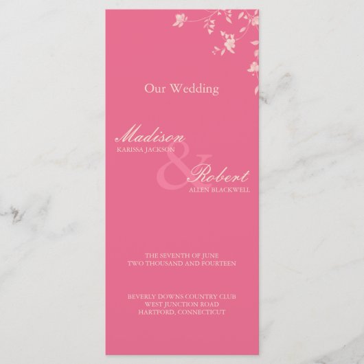 Carte du programme de mariage Silver Peony Honeysu (Devant)