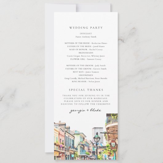 Carte du programme de mariage Skyline NOLA New Orl (Dos)