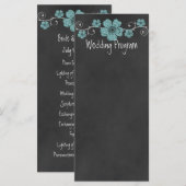 Carte du programme de mariage Turquoise Rose sauva (Devant / Derrière)
