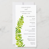 Carte du programme de mariage Vibrant Green Fern F (Devant)