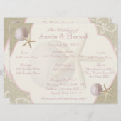 Carte du programme de mariage vintage Beach (Devant / Derrière)