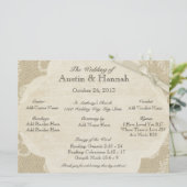 Carte du programme de mariage vintage dentelle et  (Debout devant)