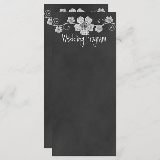 Carte du programme de mariage Wild White Roses Cha (Devant / Derrière)