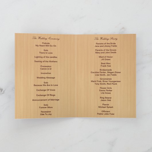 Carte du programme de pot de mason jaune rustique (Intérieur)