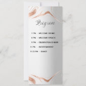 Carte du programme du dîner mariage rose en argent (Dos)
