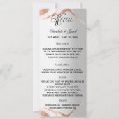 Carte du programme du dîner mariage rose en argent (Devant)