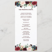 Carte du programme Floral Rustic Boho de la Marine (Dos)