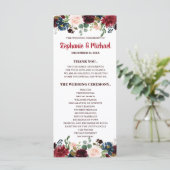 Carte du programme Floral Rustic Boho de la Marine (Debout devant)
