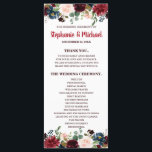 Carte du programme Floral Rustic Boho de la Marine<br><div class="desc">Carte du programme de mariage de la marine rouge bordeaux florale rustique de la marine. Parfait pour un mariage de automne. Le design comprend un bouquet époustouflant de bordeaux / Marsala, pêche, fleurs marines / roses avec feuilles assortis. S'il vous plaît trouver d'autres modèles et variantes dans mon magasin "blissweddingpaperie"....</div>