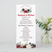 Carte du programme Floral Rustic Boho de la Marine (Debout devant)