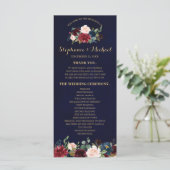 Carte du programme Floral Rustic Boho de la Marine (Debout devant)