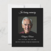 Carte du programme funéraire photo noir (Devant)