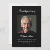 Carte du programme funéraire photo noir (Devant)