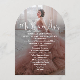Carte du programme Mis XV Años Quinceañera